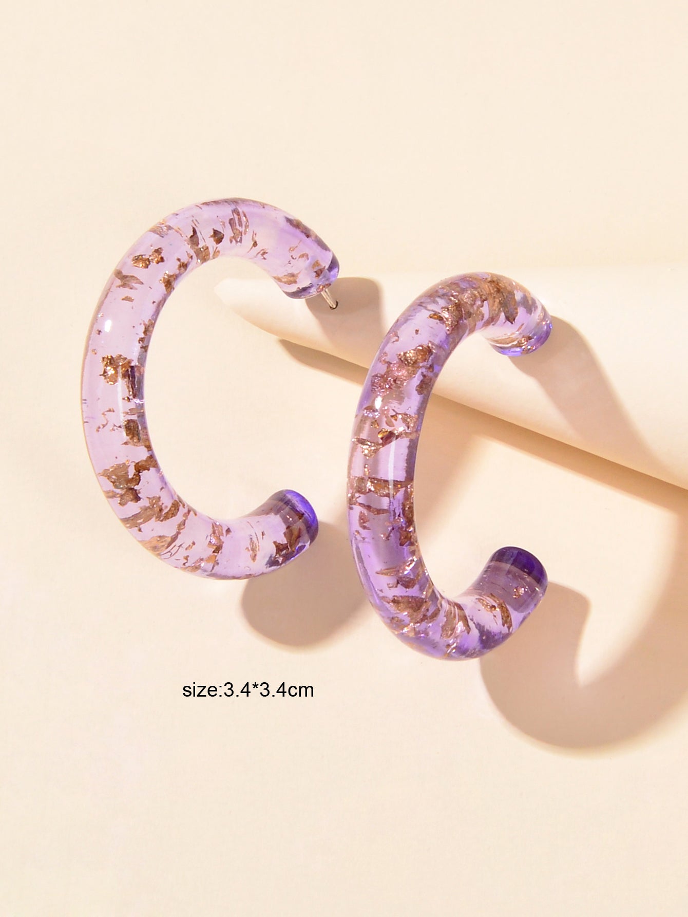 Trendy Purple Acrylic Resin Hoop C Shape Huggie Earrings Women Party Decoration-2