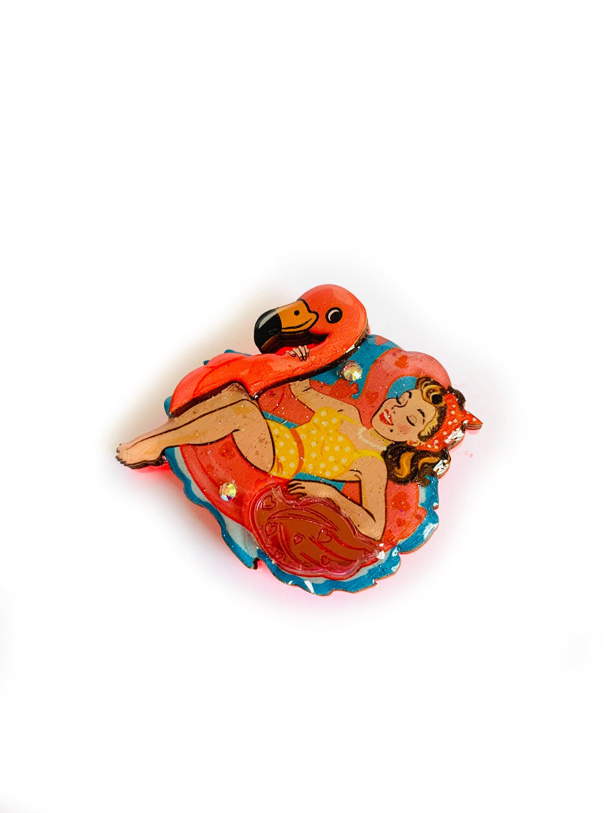Frankie & the Flamingo Float Brooch by Rosie Rose Parker-3