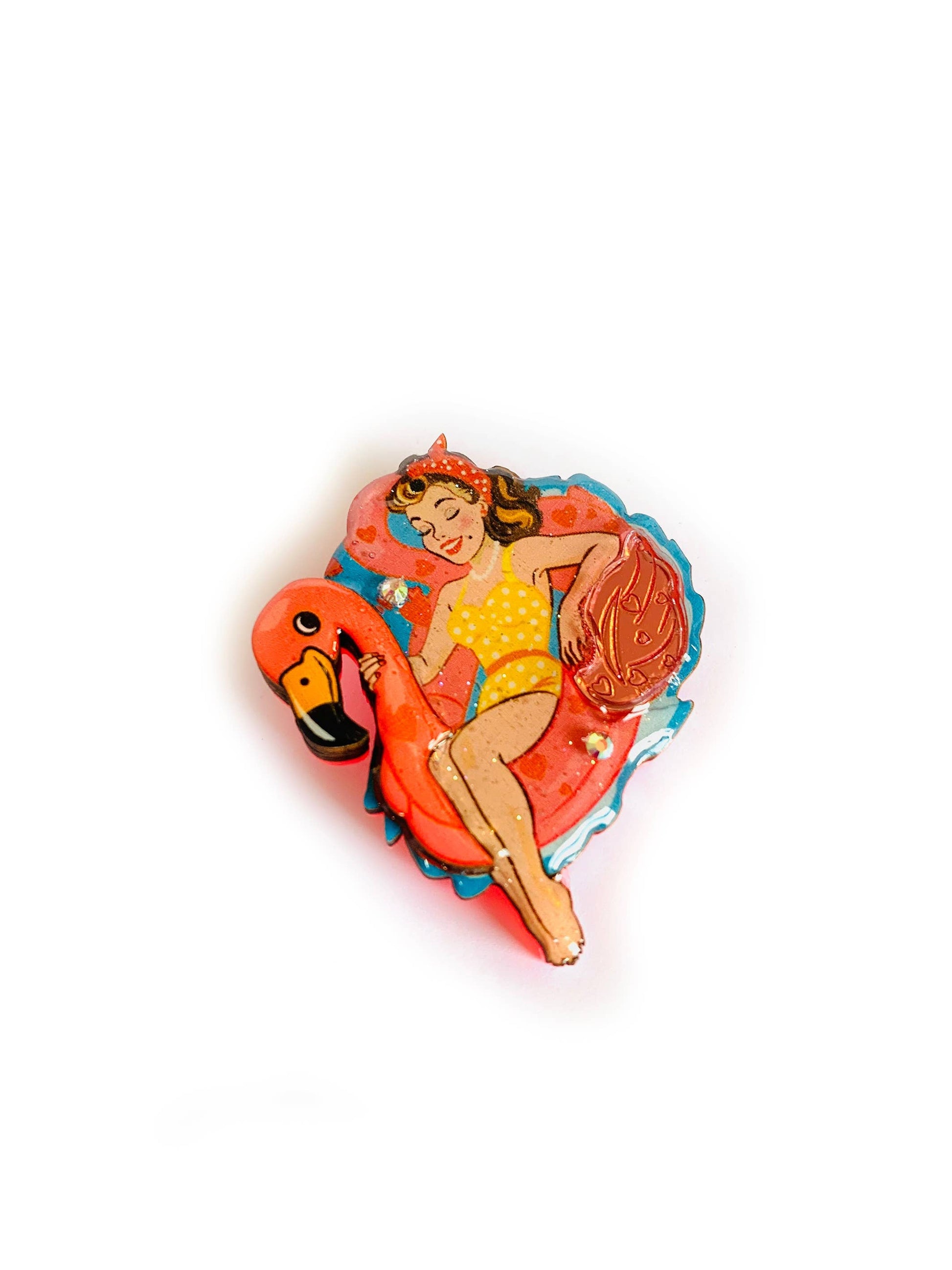 Frankie & the Flamingo Float Brooch by Rosie Rose Parker-4
