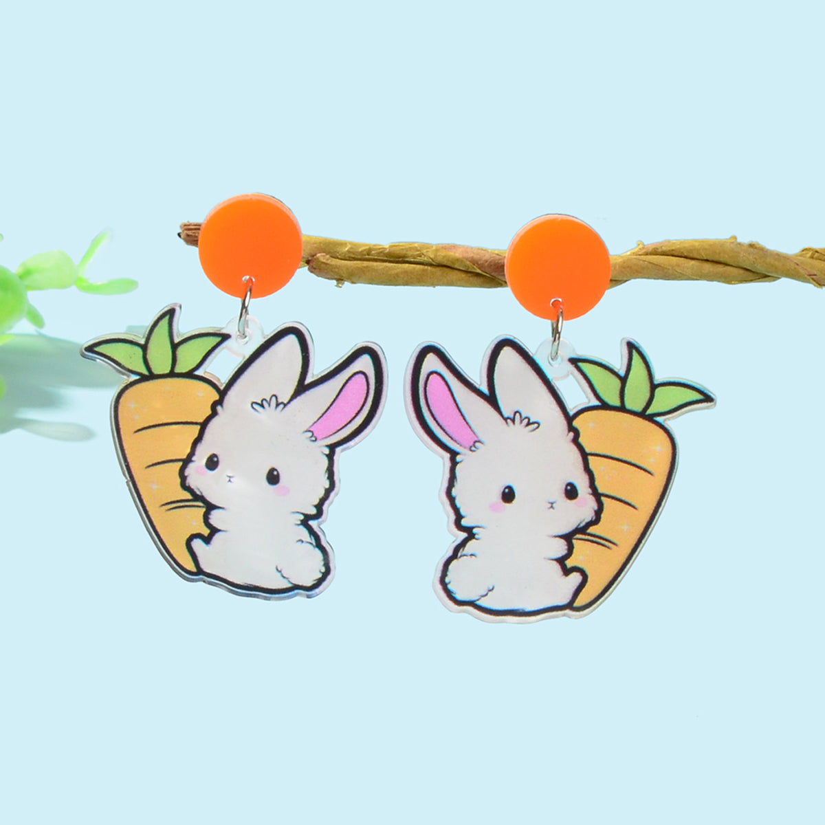 New Easter Gift Bunny Earrings Acrylic Carrot Rabbit Dangling Stud Girls Jewelry-0