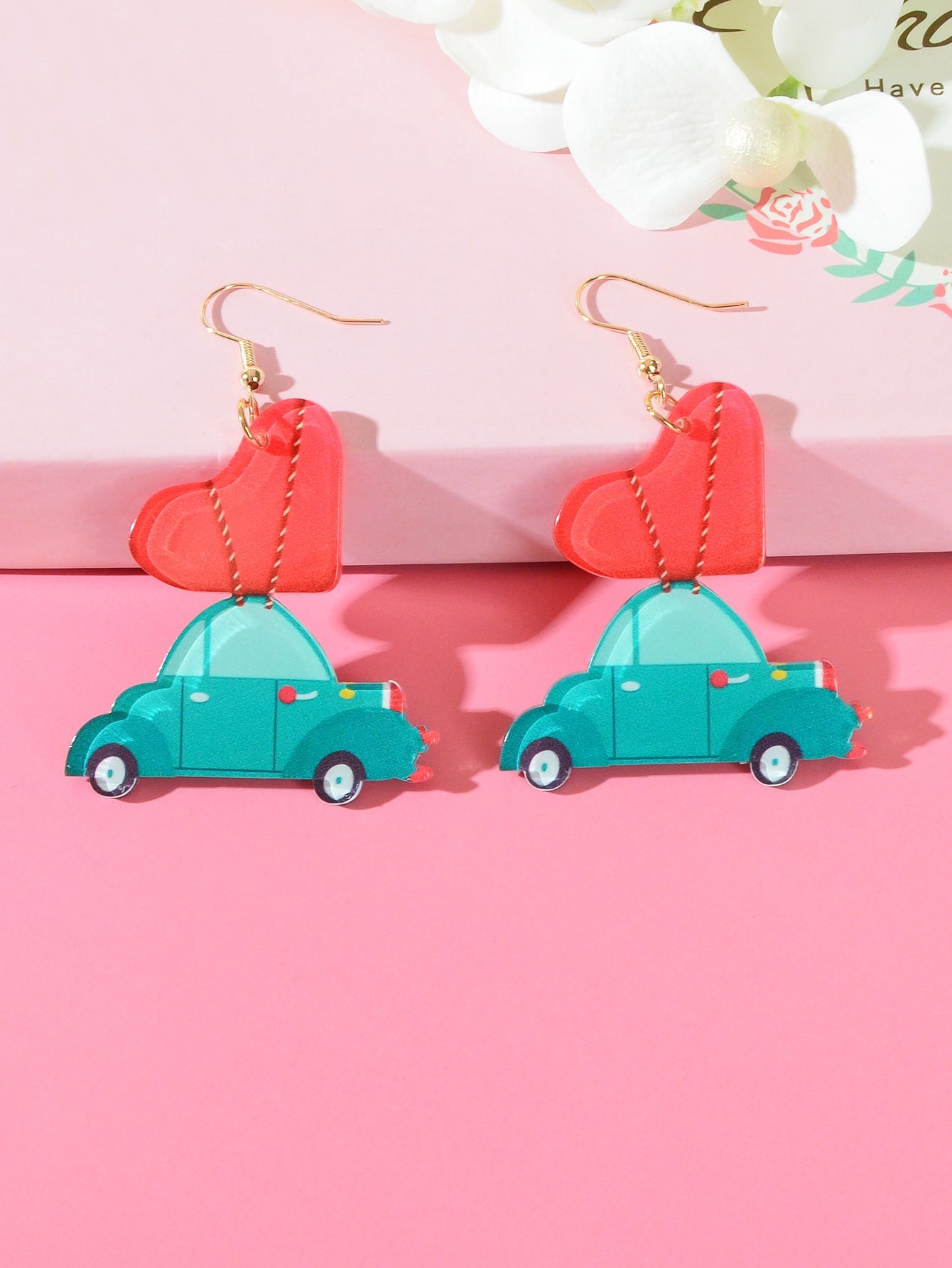 Pink Sweetheart Pendant Earrings Adorably Cute and Charming Girls Jewellery Gift-2