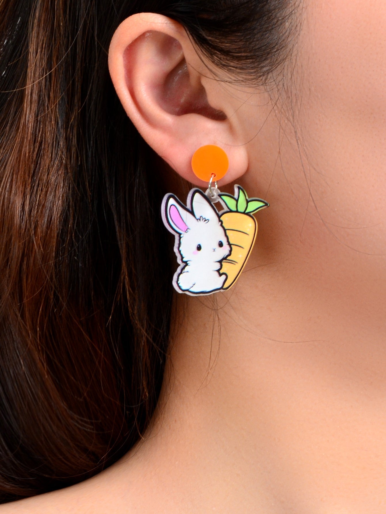 New Easter Gift Bunny Earrings Acrylic Carrot Rabbit Dangling Stud Girls Jewelry-1