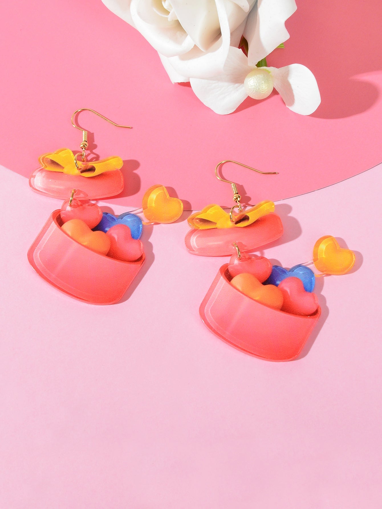 Pink Sweetheart Pendant Earrings Adorably Cute and Charming Girls Jewellery Gift-3