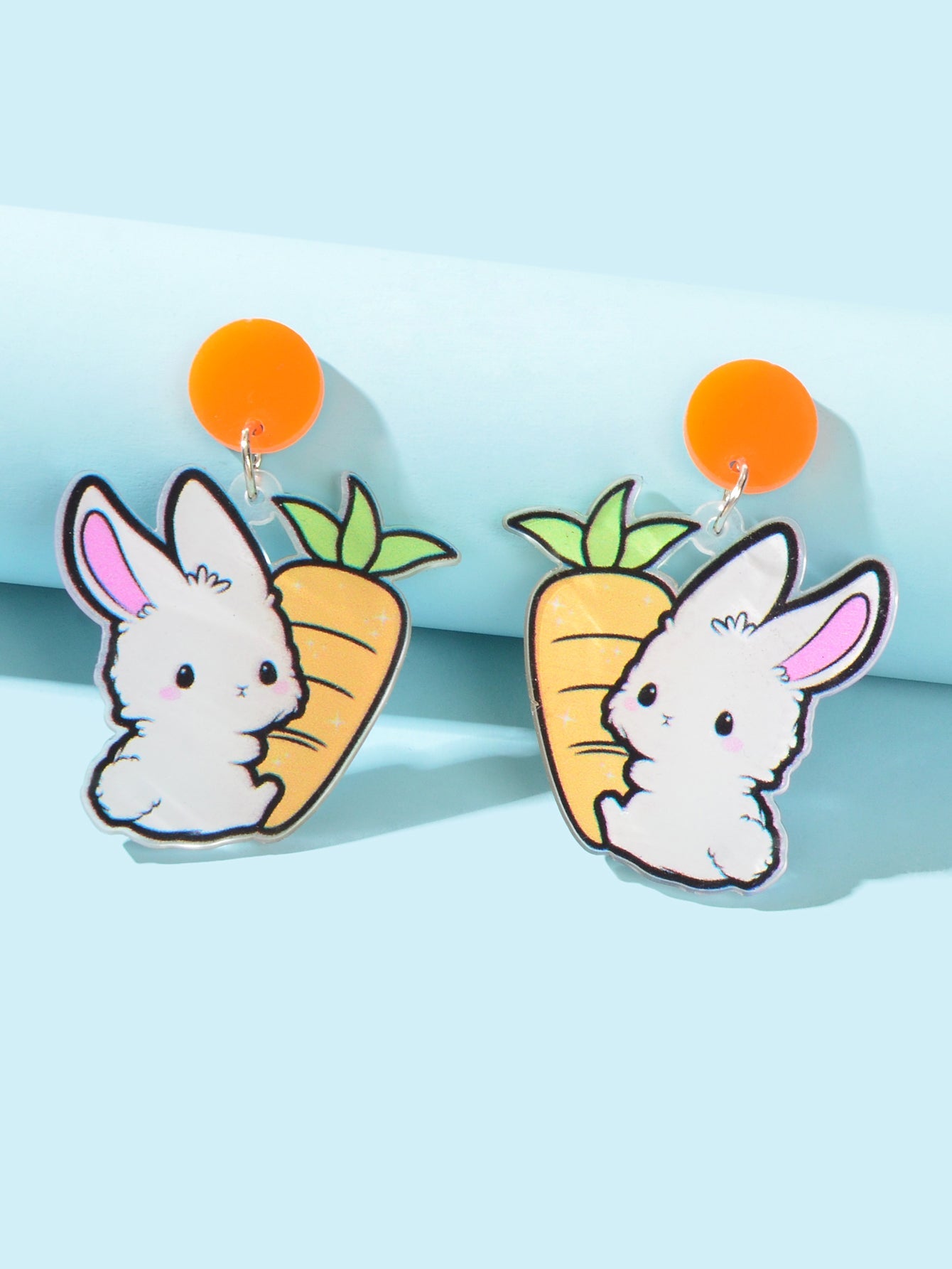 New Easter Gift Bunny Earrings Acrylic Carrot Rabbit Dangling Stud Girls Jewelry-2