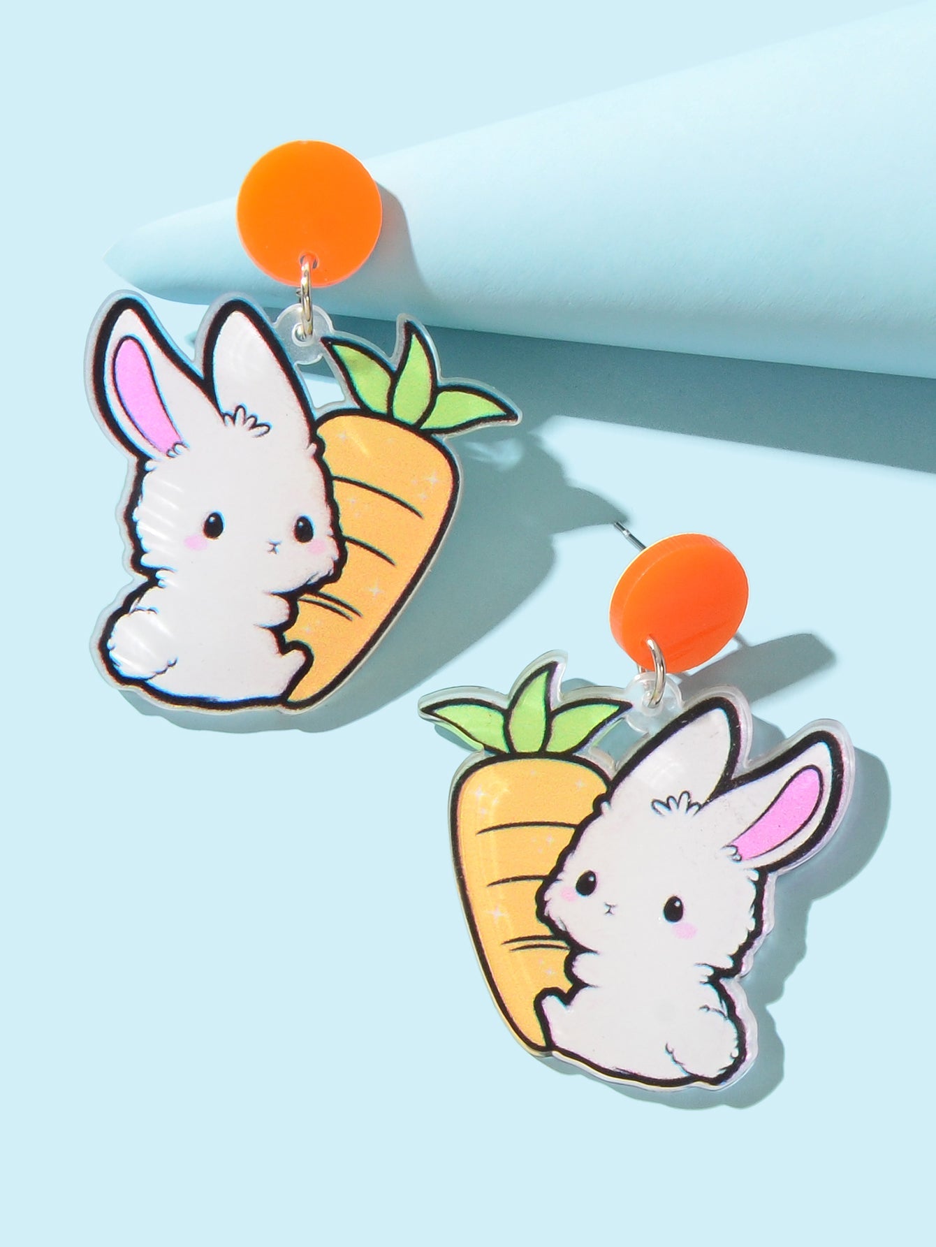 New Easter Gift Bunny Earrings Acrylic Carrot Rabbit Dangling Stud Girls Jewelry-3