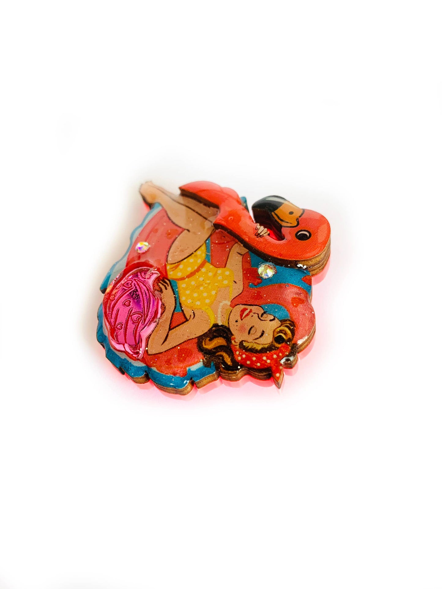 Frankie & the Flamingo Float Brooch by Rosie Rose Parker-2