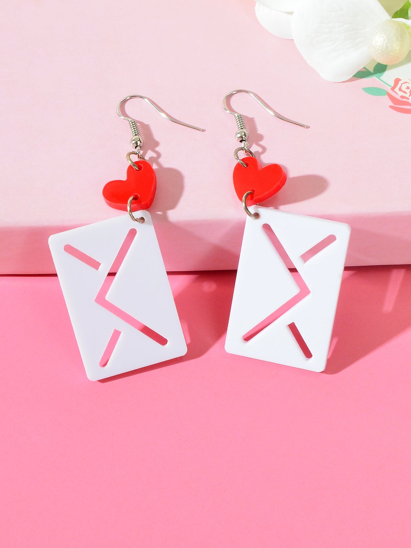 Pink Sweetheart Pendant Earrings Adorably Cute and Charming Girls Jewellery Gift-5