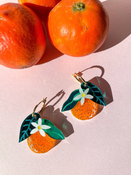 Orange Dangle Earrings-0