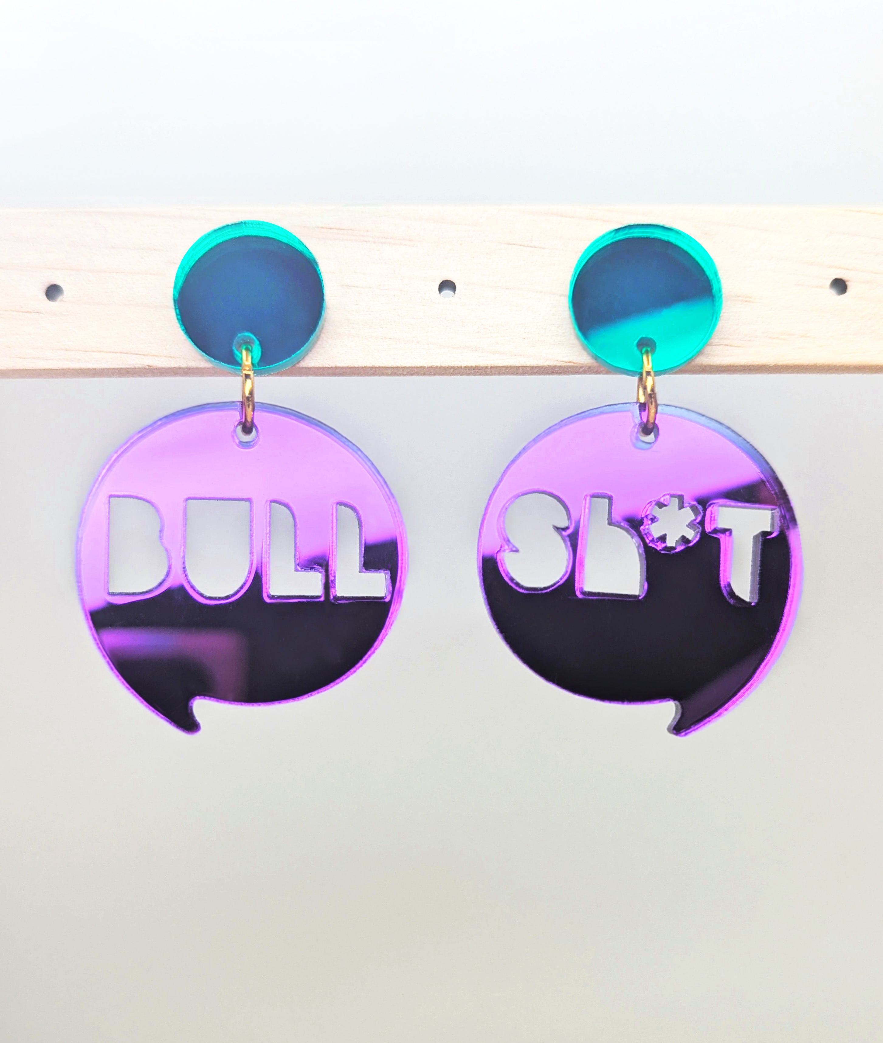 Sweary Acrylic Earrings - BULL SHIT-1