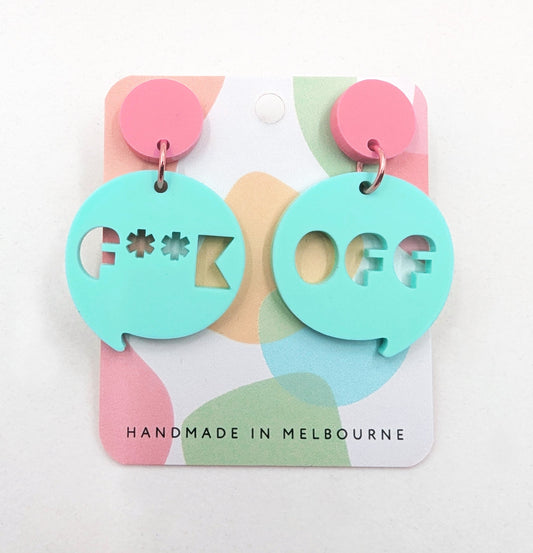 Sweary acrylic earrings - F**K OFF-0