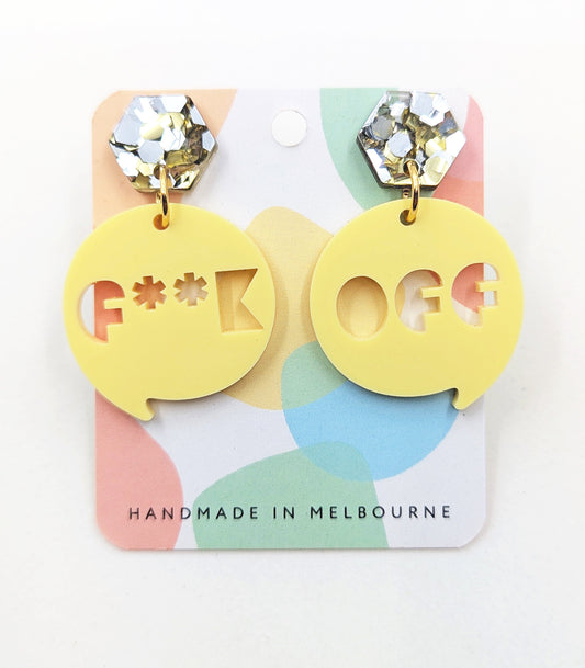 Sweary acrylic earrings - F**K OFF-0