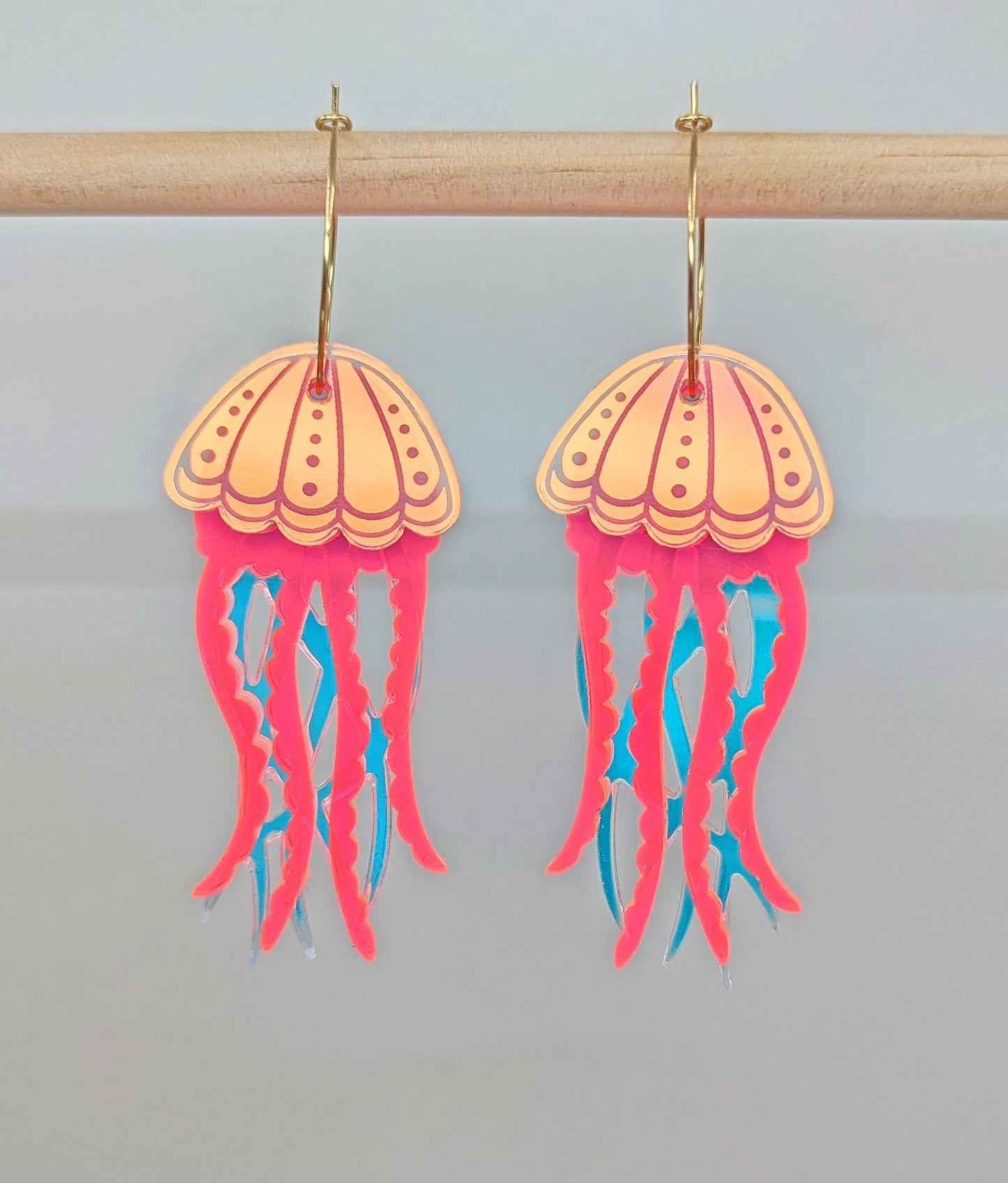 Jellyfish Earrings - Irisdescent/Fluro Pink-1