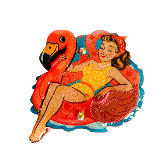 Frankie & the Flamingo Float Brooch by Rosie Rose Parker-0
