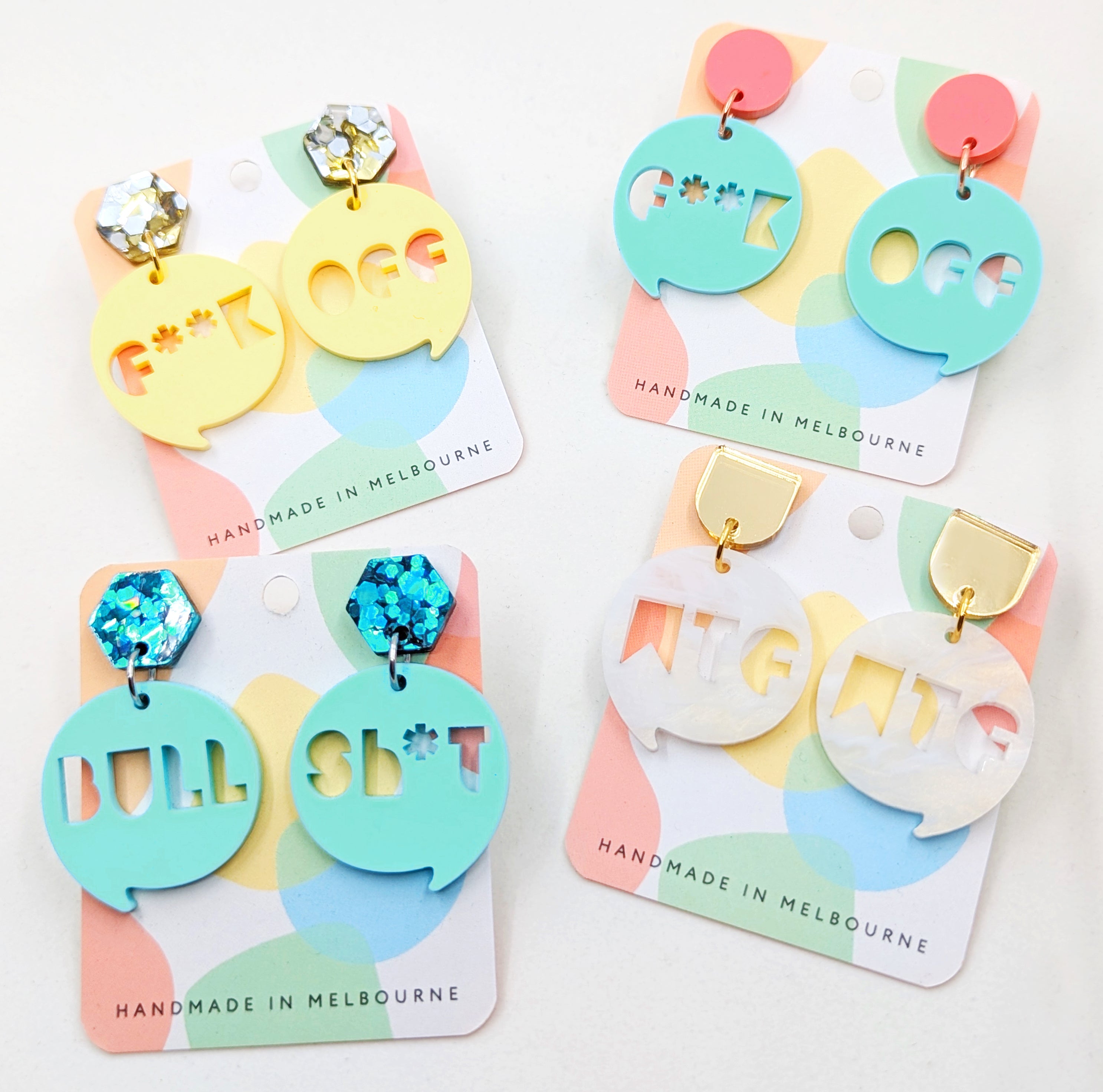 Sweary acrylic earrings - F**K OFF-1