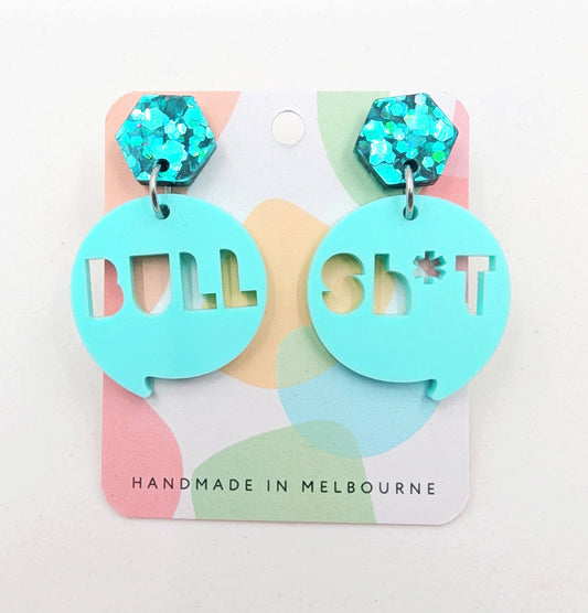 Sweary Acrylic Earrings - BULL SHIT-0